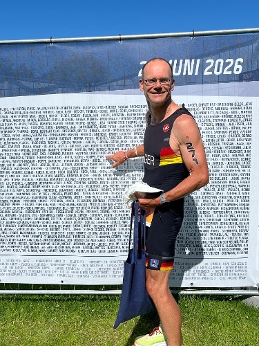 Christhard an der Teilnehmer-Tafel in Schleswig (Foto privat)