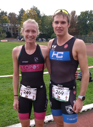 Doppelsieg der VfL-Trias beim Söhrenbergtriathlon durch Valerie Moser und Julian Großkopf. (Foto: Peter Mayerlen)