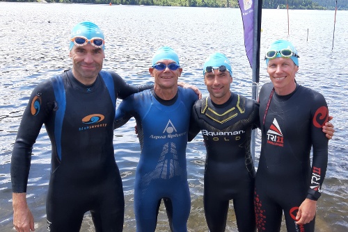 Die in Schluchsee siegreichen Masters vor dem Start (von links): Ralph Müller, Christhard Henning, Xavier Tupet, Jochen Bauer. (Foto: Peter Mayerlen)